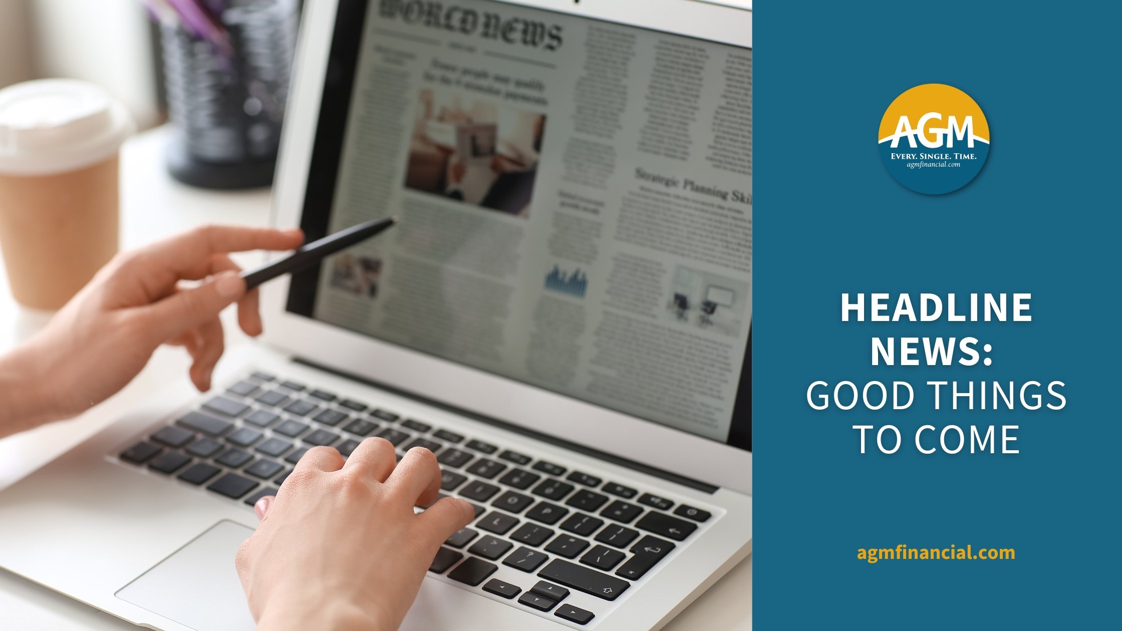 reading news on laptop